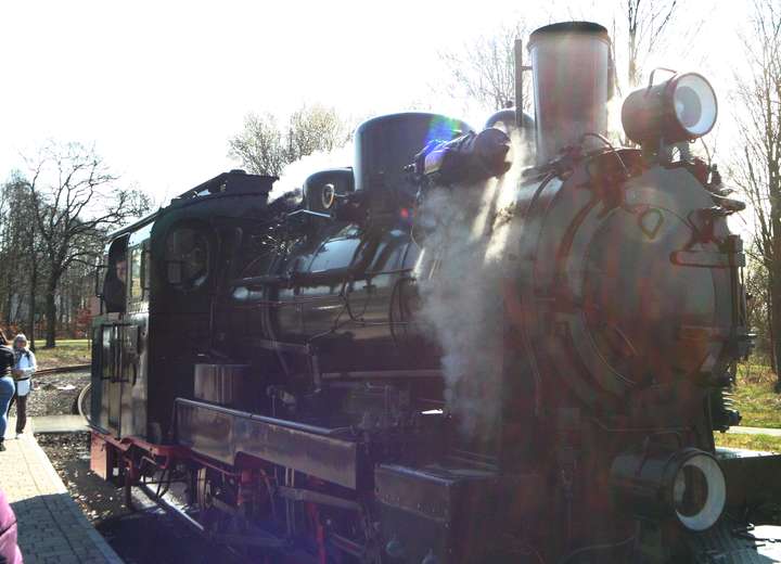 Ansicht auf den Kessel, die Schlote und das Führerhaus der Dampflok